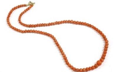 A single row graduated coral bead necklace