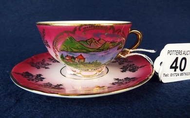 Small German porcelain cabinet teacup and saucer.