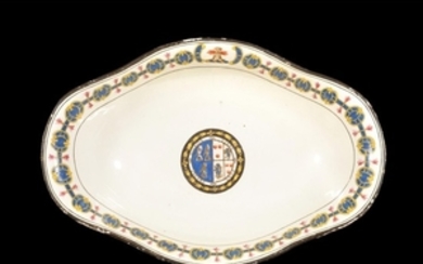 A Turner creamware crested and armorial quatrefoil bowl