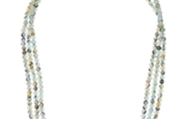 Gilbert Albert, collier 3 rangs de billes d'agate sagénitique alternées d'éléments or 750 perlé