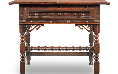 An interesting Charles II joined oak and elm side table, circa 1680