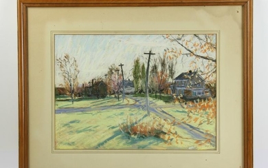 Cape Ann Landscape with Road and House, Pastel