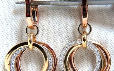 .50ct natural diamonds rolling loop rings dangle earrings 14kt multi+