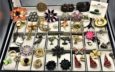 51 Assorted Costume Jewelry Brooches , Floral, Novelty