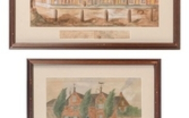 ATTRIBUTED TO JAMES EIGHTS, New York, 1798-1882, Three architectural drawings of Albany, New York., Watercolors of paper, the larges...