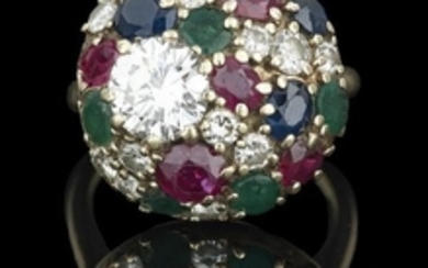 Diamond and Multi-Gem-Set Ring