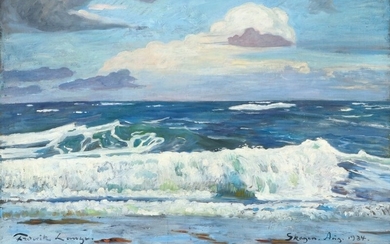 Frederik Lange: Seascape. Signed and dated Frederik Lange, Skagen, Aug. 1934. Oil on canvas. 58×87.