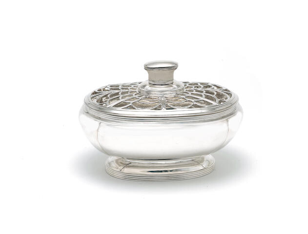 A large Art Deco silver rose bowl