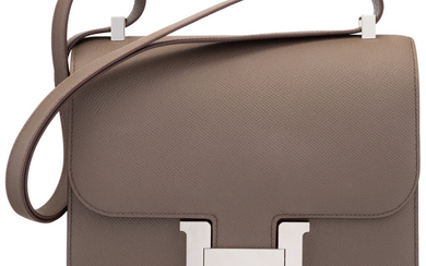 Hermès 24cm Etain Epsom Leather Constance Bag with Palladium...