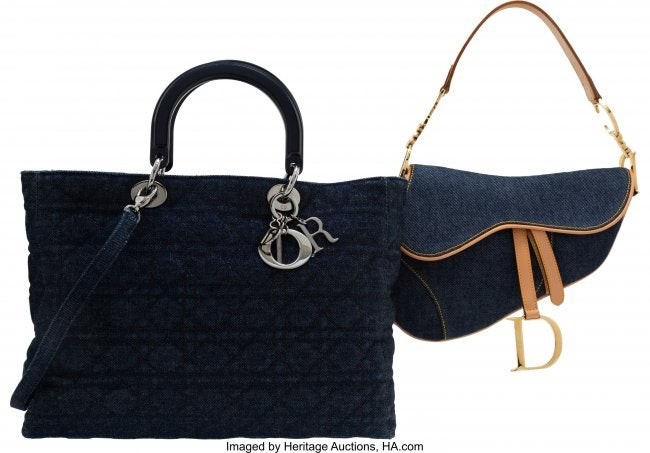 58340: Christian Dior Set of Two: Denim Saddle Bag & La