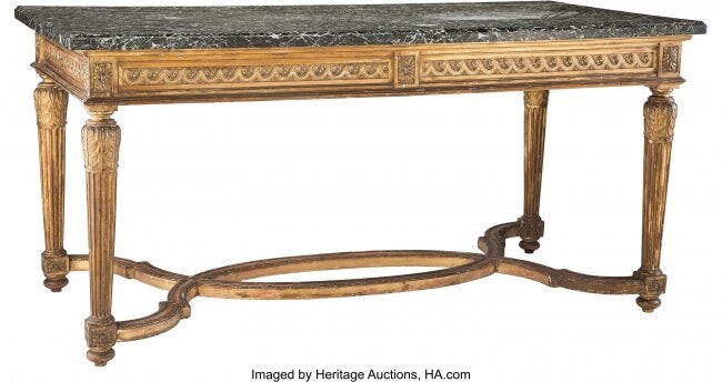 63240: A French Louis XVI-Style Carved Giltwood Table d