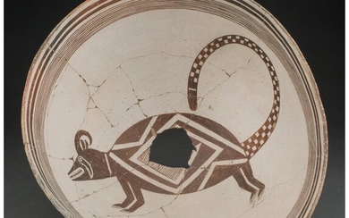 70040: A Mimbres Figural Black-On-White Bowl c. 1000