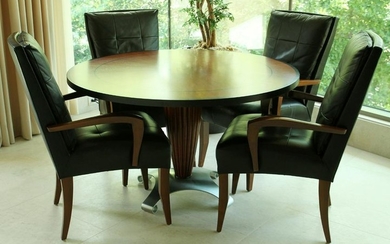 LEE WEITZMAN (CHICAGO), CARD TABLE & CHAIRS, 5 PCS