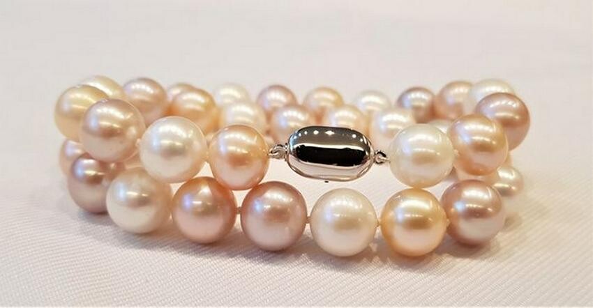 925 Silver - 11x12mm Multi Cultured Pearls - Bracelet