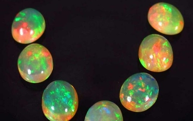 9.79 Ct Genuine 7 Multi-Color Fire Opal Oval Necklace