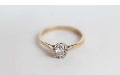 9ct gold round brilliant cut diamond solitaire ring
