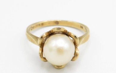 9ct gold vitage cultured pearl dress ring (3.3g) Size L 1/2