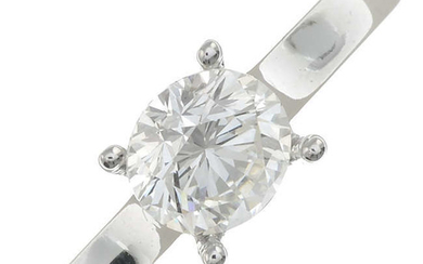 A 1.01cts brilliant-cut diamond, with 18ct gold four-claw mount.
