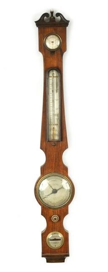 A 19TH CENTURY 4" DIAL ROSEWOOD WHEEL BAROMETER the