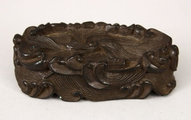 A 19TH CENTURY CHINESE CARVED HARDWOOD WAVE STAND