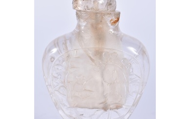 A 19TH CENTURY CHINESE CARVED ROCK CRYSTAL SNUFF BOTTLE AND ...