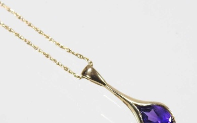 A 9 carat gold gem set pendant necklace, on a...