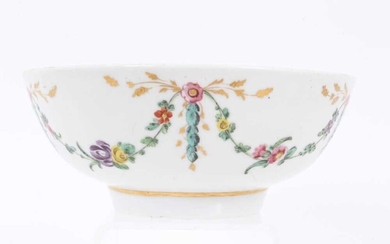 A Bristol round bowl, painted with garlands of flowers and leaves, circa 1775