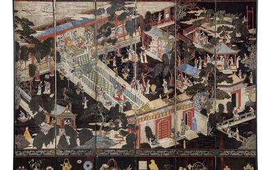 A CHINESE COROMANDEL LACQUER SIX-LEAF SCREEN, SECOND HALF 18TH CENTURY