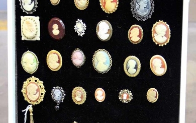 A COLLECTION OF 29 VARIOUS CAMEO BROOCHES