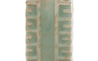 A Celadon Glazed Miniature Cong Vase