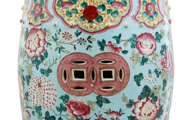 A Chinese Export Enameled Porcelain Garden Seat
