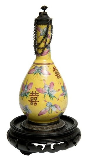 A Chinese Imperial Enamel Mounted Gilt Bronze bottle.
