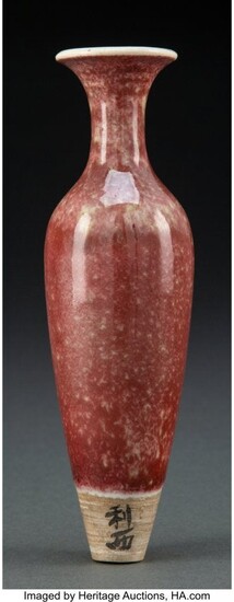 A Chinese Peach Blossom Glazed Liuyeping Vase, Q