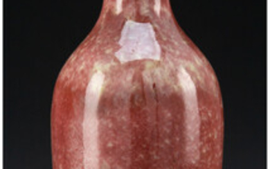 A Chinese Peach Blossom Glazed Liuyeping Vase