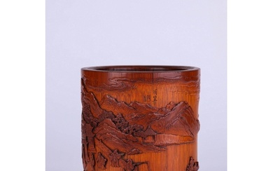 A Chinese bamboo carved brush pot, 17TH/18TH Century Pr. Si...