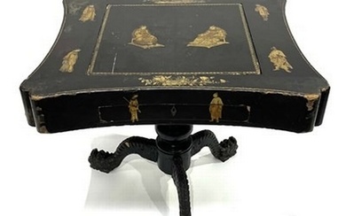 A Chinese black lacquered and gilt games table, Qing Dynasty...