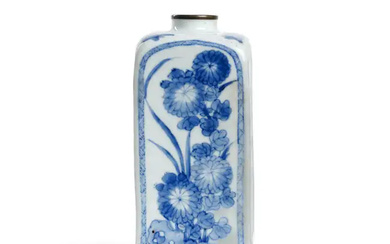 A Chinese blue and white square-section gin bottle Qing dynasty, Kangxi period...