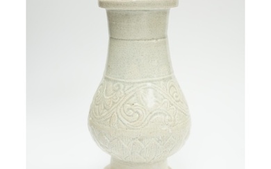 A Chinese moulded Qingbai vase, Song-Yuan dynasty, 14cm...