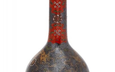 A Chinese porcelain monochrome bottle vase, 17th...