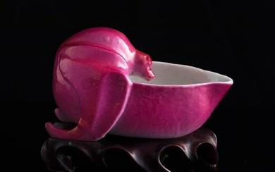 A Chinese ruby red-glazed bat-form water coupe, late 19th century