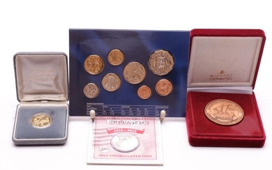 A Collection of Australian coins to include $1 proof and a Copper Medallion