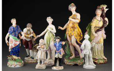 A Collection of Eight English Porcelain Figures (late 18th century and later)