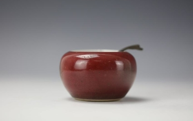 A Copper Red Glazed Porcelain Water Pot with Spoon
