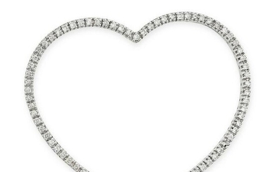 A DIAMOND HEART PENDANT in 18ct white gold, designed as