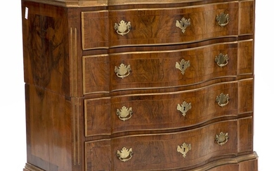 SOLD. A Danish Baroque giltwood walnut chest of drawers. The first half of the 18th century. H. 123 cm. W. 127 cm. D. 70 cm. – Bruun Rasmussen Auctioneers of Fine Art