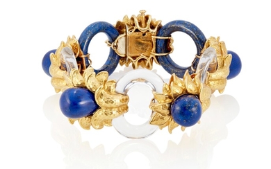 A David Webb rock crystal and lapis lazuli bracelet