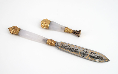 A Fine Silver Parcel Gilt and Polished Glass Letter Opener...