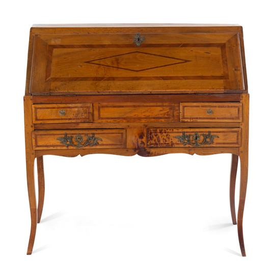 A French Provincial Parquetry Slant-Front Desk