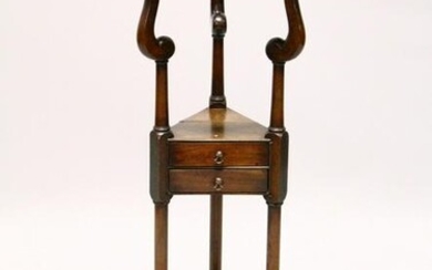 A GEORGE III STYLE MAHOGANY WASHSTAND, with a circular