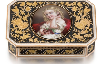 A GOLD AND ENAMEL SNUFF BOX, PROBABLY HANAU, CIRCA 1820